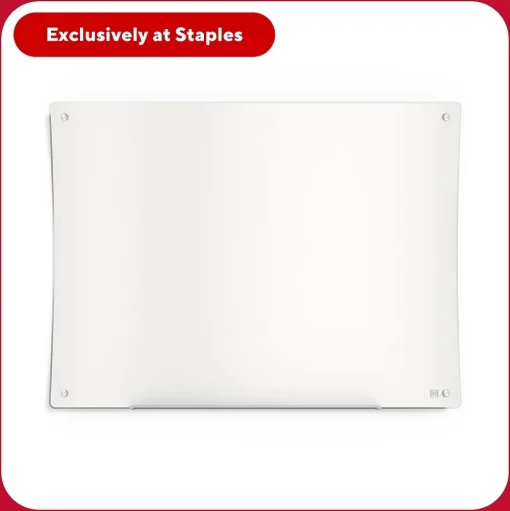 TRU RED Dry Erase<™ Ergonomic Curved Magnetic Glass Dry-Erase Whiteboard, 4' x 3' (TR62094)