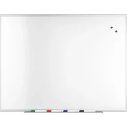 TRU RED Dry Erase<™ Magnetic Steel Dry Erase Board, Satin Frame, 4' x 3' (TR61175)