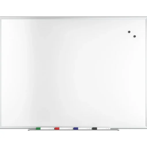 TRU RED Dry Erase<™ Magnetic Steel Dry Erase Board, Satin Frame, 4' x 3' (TR61175)