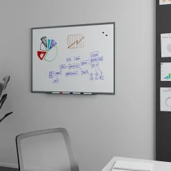 TRU RED Dry Erase<™ Magnetic Steel Dry Erase Board, Satin Frame, 4' x 3' (TR61175)