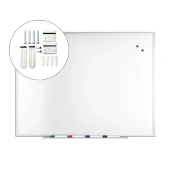 TRU RED Dry Erase<™ Magnetic Steel Dry Erase Board, Satin Frame, 4' x 3' (TR61175)