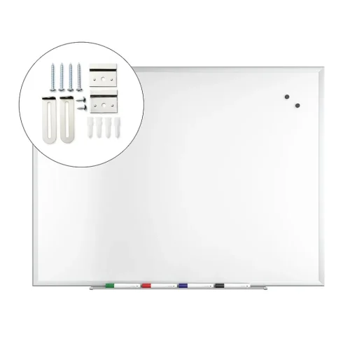 TRU RED Dry Erase<™ Magnetic Steel Dry Erase Board, Satin Frame, 4' x 3' (TR61175)