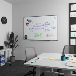 TRU RED Dry Erase<™ Magnetic Steel Dry Erase Board, Satin Frame, 6' x 4' (TR61177)