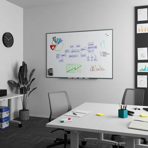 TRU RED Dry Erase<™ Magnetic Steel Dry Erase Board, Satin Frame, 6' x 4' (TR61177)