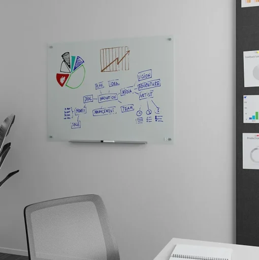 TRU RED Dry Erase<™ Tempered Glass Dry Erase Board, Frosted, 4' x 3' (TR61199)