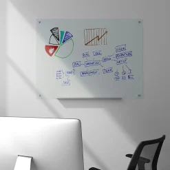 TRU RED Dry Erase<™ Tempered Glass Dry Erase Board, Frosted, 4' x 3' (TR61199)