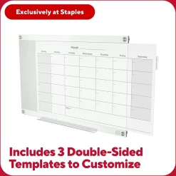 TRU RED Dry Erase<™ Templated Magnetic Glass Dry-Erase Whiteboard, 3' x 2' (TR62139)