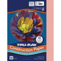 Tru-Ray Construction Paper<9" x 12" Construction Paper, Salmon, 50 Sheets (P103010)