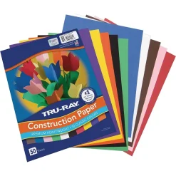 Tru-Ray Construction Paper<9" x 12" Construction Paper, Assorted Colors, 50 Sheets (P103031)
