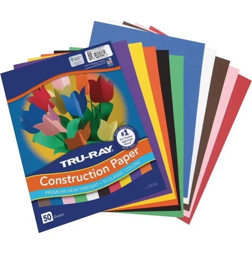 Tru-Ray Construction Paper<9" x 12" Construction Paper, Assorted Colors, 50 Sheets (P103031)