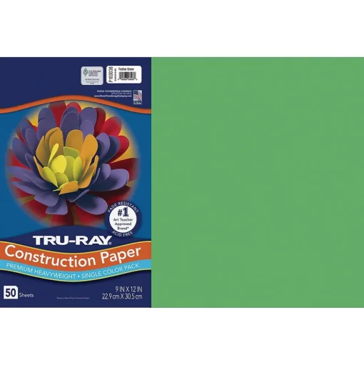 Pacon Construction Paper<Tru-Ray 12" x 18" Construction Paper, Festive Green, 50 Sheets (P103038)