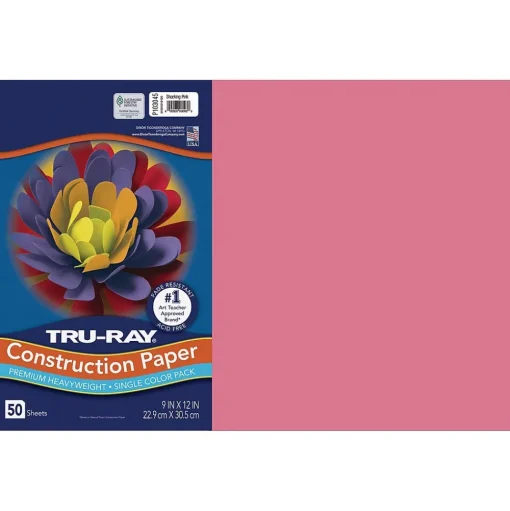 Pacon Construction Paper<Tru-Ray 12" x 18" Construction Paper, Shocking Pink, 50 Sheets (P103045)