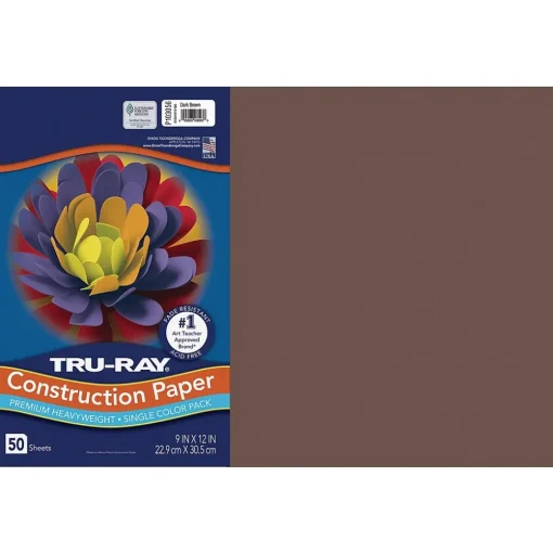 Pacon Construction Paper<Tru-Ray 12" x 18" Construction Paper, Dark Brown, 50 Sheets (P103056)