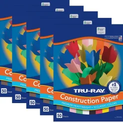 Tru-Ray Construction Paper<9" x 12" Construction Paper, Assorted, 50 Sheets/Pack, 5 Packs/Bundle (PAC103031-5)