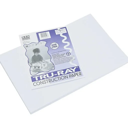 Pacon Construction Paper<Tru-Ray 12" x 18" Construction Paper, White, 50 Sheets (P103058)