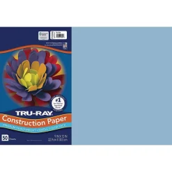 Pacon Construction Paper<Tru-Ray 12" x 18" Construction Paper, Sky Blue, 50 Sheets (P103048)