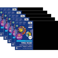 Tru-Ray Construction Paper<12" x 18" Construction Paper, Black, 50 Sheets/Pack, 5 Packs/Bundle (PAC103061-5)