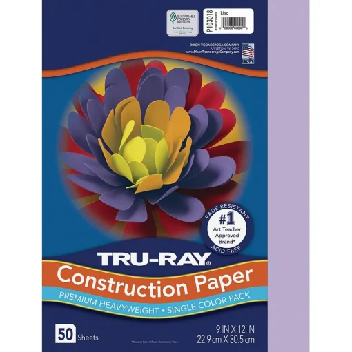 Tru-Ray Construction Paper<9" x 12" Construction Paper, Lilac, 50 Sheets (P103018)