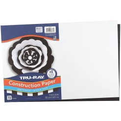 Tru-Ray Construction Paper<12" x 18" Construction Paper, Black/White, 72 Sheets/Pack (P6677)