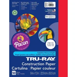 Pacon Construction Paper<Tru-Ray® Construction Paper, Festive Red, 9" x 12", 50 Sheets Per Pack, 5 Packs (PAC103431-5)