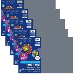 Pacon Construction Paper<Tru-Ray® Construction Paper, Slate, 12" x 18", 50 Sheets Per Pack, 5 Packs (PAC103060-5)