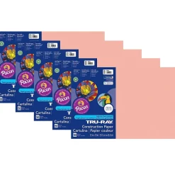 Pacon Construction Paper<Tru-Ray® Construction Paper, Salmon, 12" x 18", 50 Sheets Per Pack, 5 Packs (PAC103042-5)