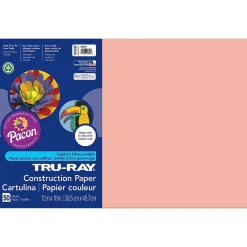 Pacon Construction Paper<Tru-Ray® Construction Paper, Salmon, 12" x 18", 50 Sheets Per Pack, 5 Packs (PAC103042-5)