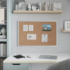 U Brands Bulletin<Cork Bulletin Board, 35" x 23", Silver Aluminum Frame