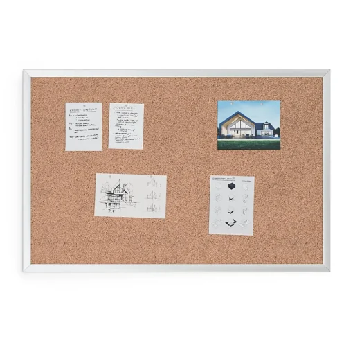 U Brands Bulletin<Cork Bulletin Board, 35" x 23", Silver Aluminum Frame