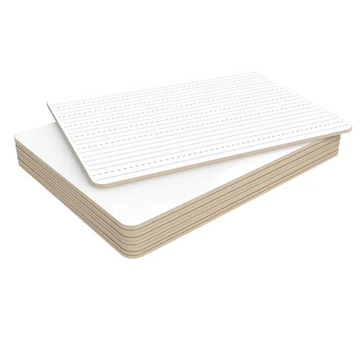 U Brands Dry Erase<Double Sided Dry Erase Student Boards, Ruled and Plain, 12" x 9", 10/Pack (483U00-01)