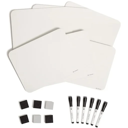 U Brands Dry Erase<Dry-Erase Whiteboard, 12" x 9", 6/Pack (3135U00-01)