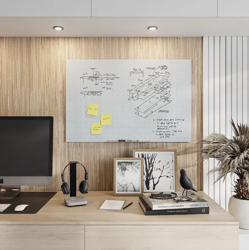 U Brands Dry Erase<Floating Glass Ghost Grid Dry Erase Board, Frameless, 3' x 2' (2798U00-01)