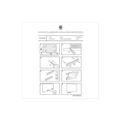 U Brands Dry Erase<Glass Dry-Erase Whiteboard, 3' x 2' (3975U00-01)