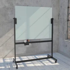 U Brands Dry Erase<Glass Mobile Dry-Erase Whiteboard, 4' x 3' (2914U00-01)
