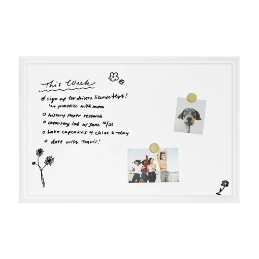 U Brands Dry Erase<Magnetic Dry Erase Whiteboard, White Decor Frame, 30" x 20" (2071U00-01)