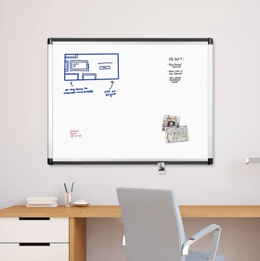 U Brands Dry Erase<PINIT Steel Dry-Erase Whiteboard, Aluminum Frame, 4' x 3' (2807U00-01)