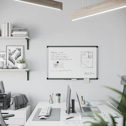 U Brands Dry Erase<PINIT Steel Dry-Erase Whiteboard, Aluminum Frame, 3' x 2' (2805U00-01)