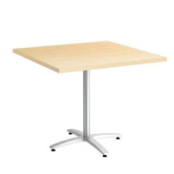 Union & Scale Conference Room Tables<™ Multipurpose 36" Square Natural Maple Laminate Seated Height Silver Base Table (54828)