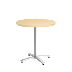 Union & Scale Conference Room Tables<™ Multipurpose 30" Round Natural Maple Laminate Seated Height Silver Base Table (54808)