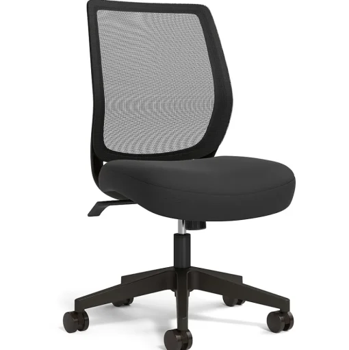 Union & Scale Office Chairs<™ Essentials™ Armless Ergonomic Fabric Swivel Task Chair, Black (UN59378)