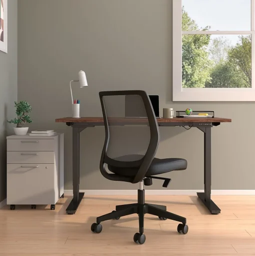 Union & Scale Office Chairs<™ Essentials™ Armless Ergonomic Fabric Swivel Task Chair, Black (UN59378)