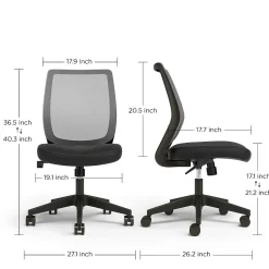 Union & Scale Office Chairs<™ Essentials™ Armless Ergonomic Fabric Swivel Task Chair, Black (UN59378)