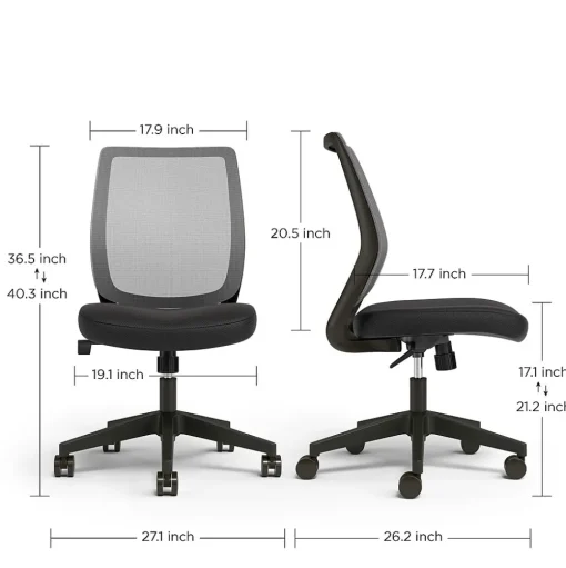 Union & Scale Office Chairs<™ Essentials™ Armless Ergonomic Fabric Swivel Task Chair, Black (UN59378)