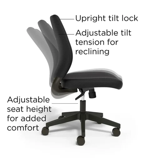 Union & Scale Office Chairs<™ Essentials™ Ergonomic Armless Fabric Task Chair, Black (UN59382)