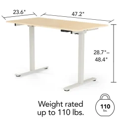 Union & Scale Standing Desks<™ Essentials 48"W Electric Rectangular Adjustable Standing Desk, Natural (UN60415-CC)