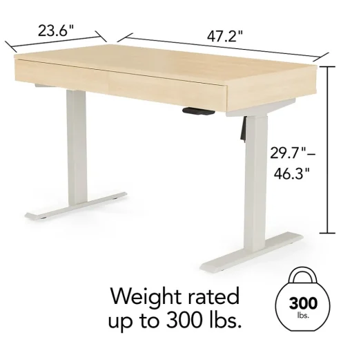 Union & Scale Standing Desks<™ Essentials 48"W Rectangular Adjustable Standing Desk, Natural (UN60416-CC)