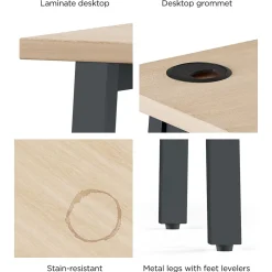 Union & Scale L-Desks<™ Essentials 60"W L-Shaped Desk, Natural (UN60420)