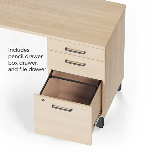 Union & Scale L-Desks<™ Essentials 60"W L-Shaped Desk, Natural (UN60420)