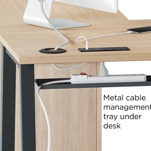 Union & Scale L-Desks<™ Essentials 60"W L-Shaped Desk, Natural (UN60420)