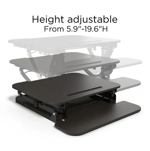 Union & Scale Standing Desks<™ FlexFit™ 27" Manual Adjustable Desk Converter, Black (UN44901-CC)